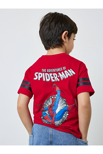Boys Red Cotton Spider Man Graphic Round Neck T-Shirt