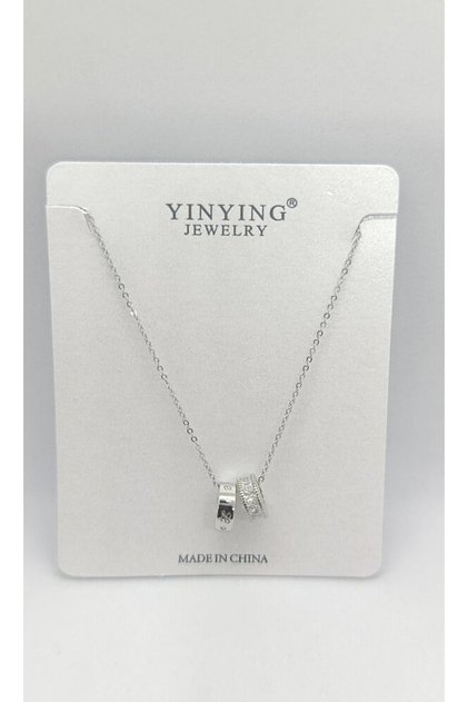 Infinity Silver Color Stone Ring Crisp Necklace (40+5 cm)