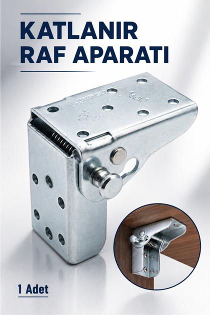 Katlanır Mandallı Raf Altı Aparatı 6,5x5x4 cm Çinko Kaplama Dayanıklı Metal Raf Bağlantı Aparatı