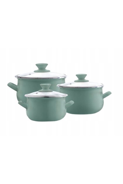 Set de oale emailate, 6 piese, model „Salvia”, Emalia Olkusz