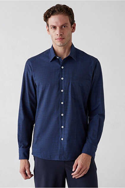 Long Sleeve Regular Fit Pocketed 100% Cotton Shirt