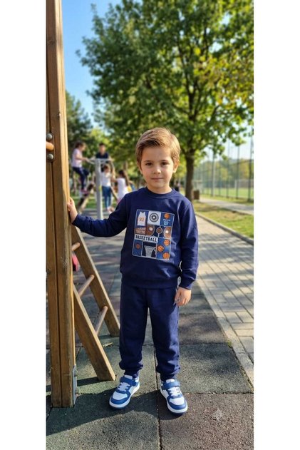 Boy's Tracksuit Set Sweatshirt Bottom Cotton Two-Thread Seasonal Casual Sports Combination 3-4-5-6-7 Years Old 1 Size Larger Preferred