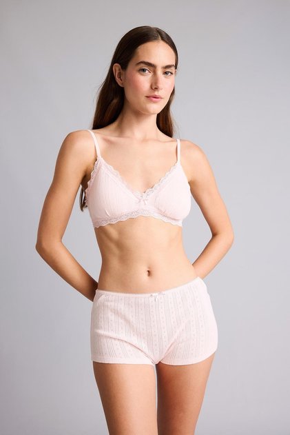 100% Cotton Elastic Waist Bow Detailed Boxer Briefs H3650Ax26Sp
