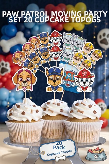 Paw Oil Themed Birthday Party Set Supplies Cupcake Ornament 20 Pieces