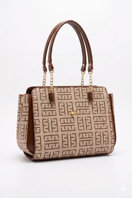 5-Compartment Chain Hand Strap Detail Shoulder Bag for Women