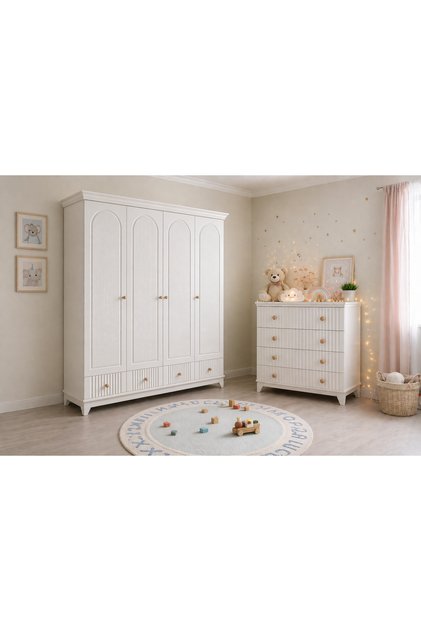%100MDF Bohem 4 Kapılı Dolap & Bohem Şifonyer