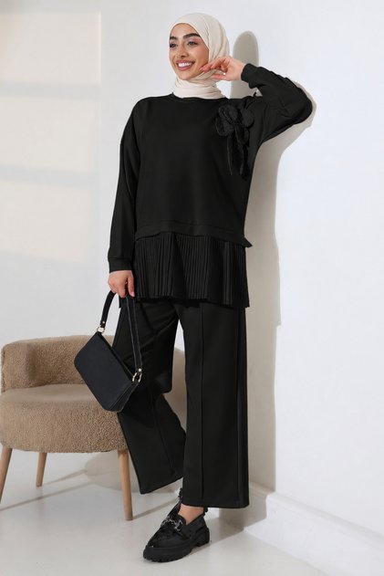 Women's Pleated Trousers Two-Piece Set