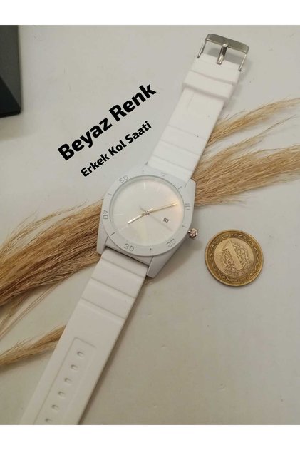 Men's Watch - White Silicone Strap White (Large) Case