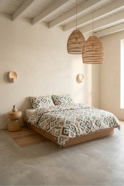 Cotton Collection Winter Flannel Single Duvet Cover Set Geo Harmony