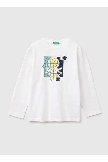 Beyaz Erkek Çocuk Baskılı T-Shirt 3I1XC10S2