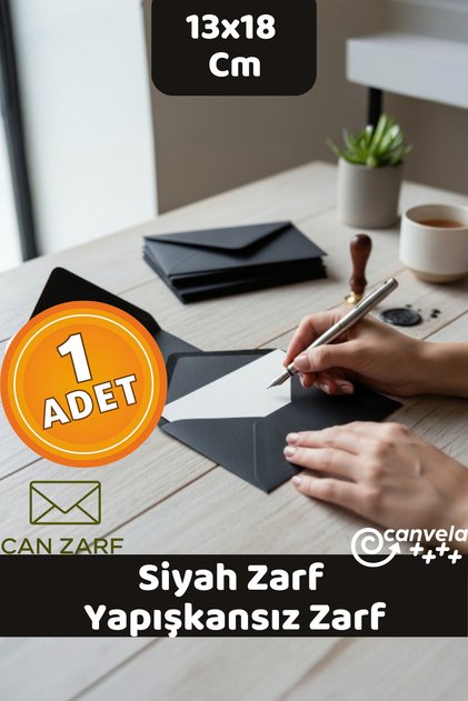 Siyah Zarf 13x18 cm Mektup Kartpostal Davetiye Zarfı