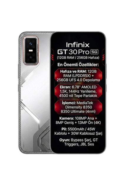 INFINIX GT 30 Pro 12GB RAM 256 GB Kül Gölgesi (İthalatçı Garantili