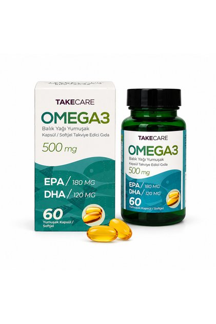 Omega 3 Fish Oil Softgel 500 Mg - 60 Soft Capsules Supplement Epa Dha