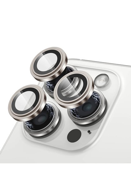 Folie pentru iPhone 15 Pro / iPhone 15 Pro Max - Protector de sticlă S+ pentru cameră - Titan