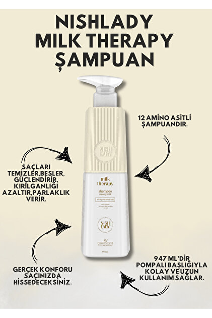 Nishlady Milk Therapy Şampuan 947ml -Kuru ve Yıpranmış Saçlara