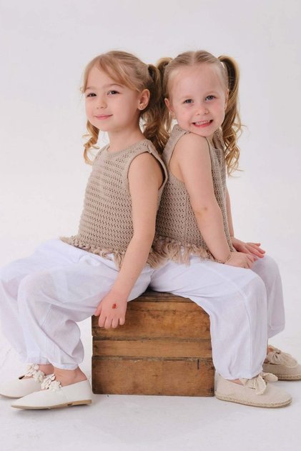 Knitwear Top Ballon Linen Trousers Set