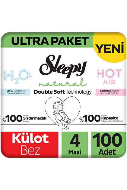 Sleepy Natural Double Soft Ultra Paket Bebek Bezi 4 Numara Maxi