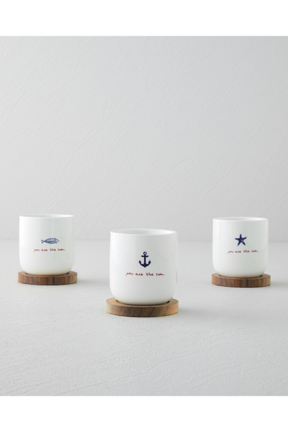 Mariner Sun Stoneware 6 Piece 3-Person Cup 150 ml Blue-Red