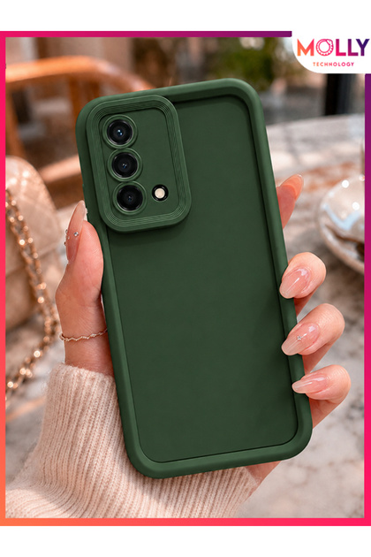Oppo A74 İçin Çam Yeşili Kenarları Kalın Pan Silikon Kılıf