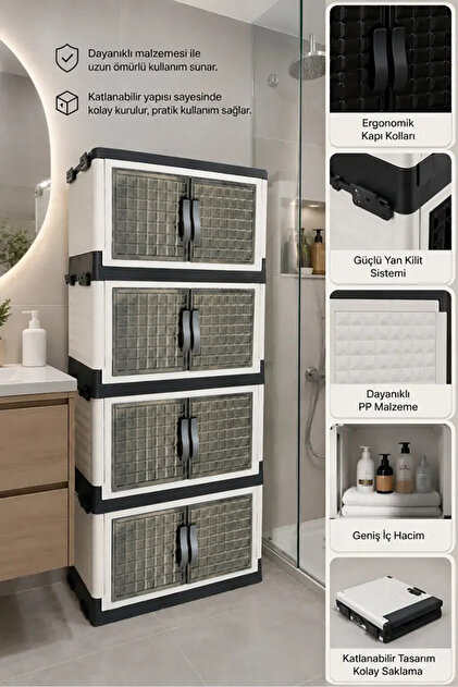 NYL HOME 4 Katlı Katlanabilir Modüler Dolap – Banyo Mutfak