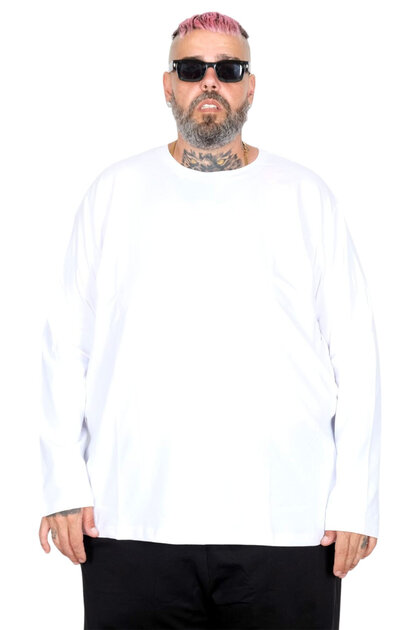 Mode XL Large Size Men's Tshirt Lycra Crew Neck 20102 White