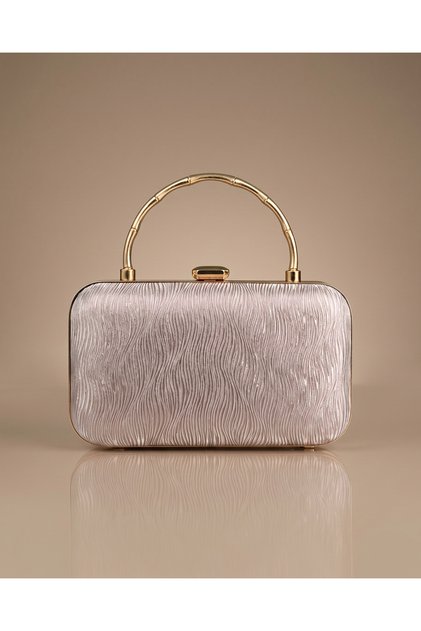 Lyra Vague Powder Pink Gold Metal Detailed Women's Portfolio Bag Premium Evening Dress & Event Collection