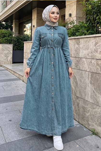 modest denim dress Dress: Style for Every Occasion Having a gathered flare Women's Chambray Dress | Modest
