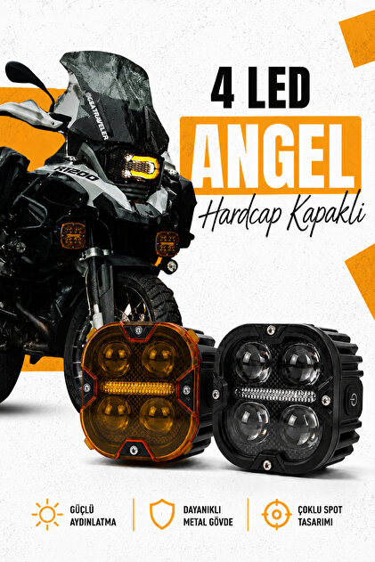 4 Led Angel Hardcap Kapaklı Motosiklet Sis Farı