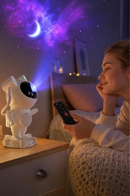 Torima Astronot Bluetooth Hoparlör Müzik Çalarlı Kumandalı Gece