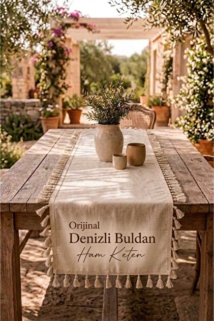35x90 Püsküllü Dikdörtgen Buldan Keten Çeyizlik Runner ÜÇ FARKLI EBAT RENK KISMINDAN SEÇİNİZ