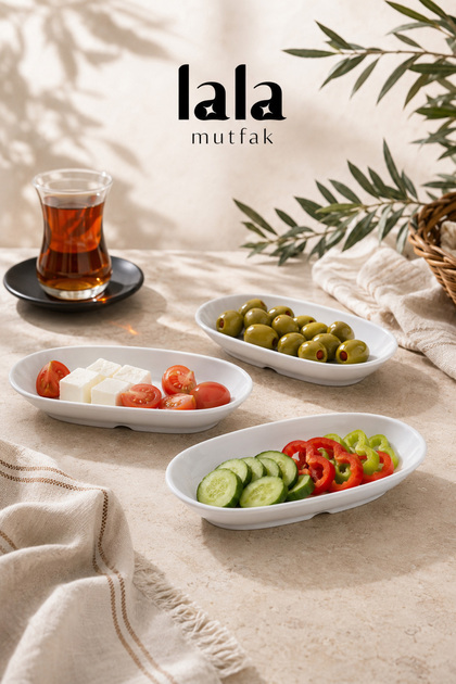 Gözde Large Kayık Plate Set of 3 (19X11 cm)