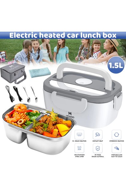 1500ml 1 2 WHITE 1.5L 65W Electric Lunch Box Food Warmer Portable Food Heater for Car Or Home - Leak