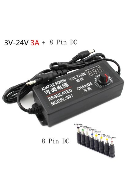 EU 3V-24V 3A 8 PIN DC Adjustable AC To DC Power Supply 3V 5V 6V 9V 12V 15V 18V 24V 3A 5A Power Suppl