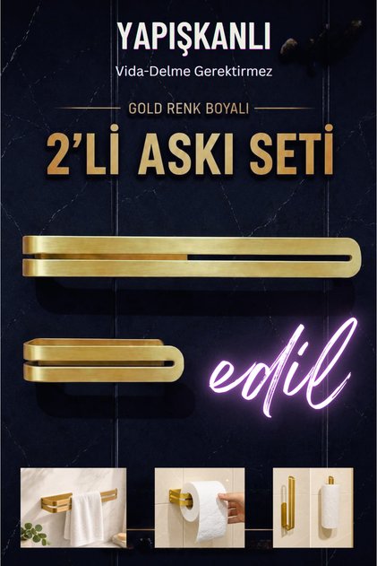 Havlu askısı ,Tuvalet kağıtlık,2 ürün birlikte banyo,tuvalet takımı,yapışkanlı,montaj gerektirmez