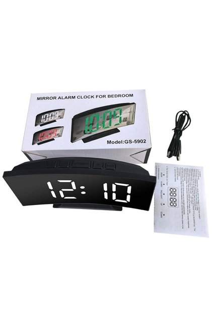 White Electronic Alarm Clock Noiseless Design Digital LED Large Display Mirror Electronic Clock Digi