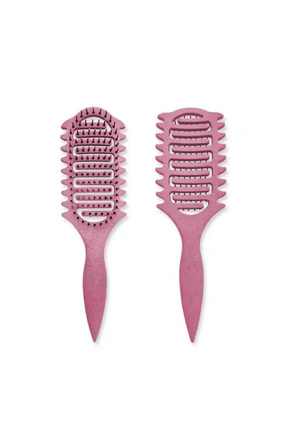 Pink Curl Define Styling Brush Hollow Out Detangling Hair Brush Tangled Wet Curly Hair Comb Shaping