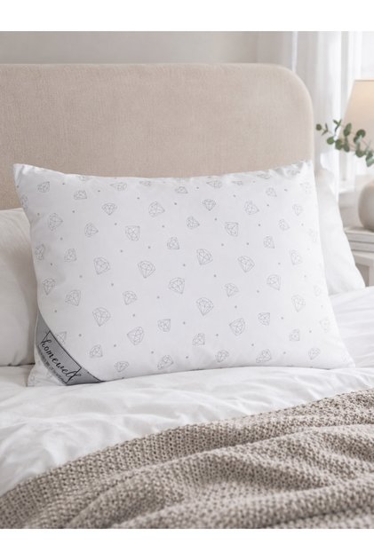 Diamond Patterned Bamboo Pillow 50X70 cm Hypoallergenic with Extra Cover