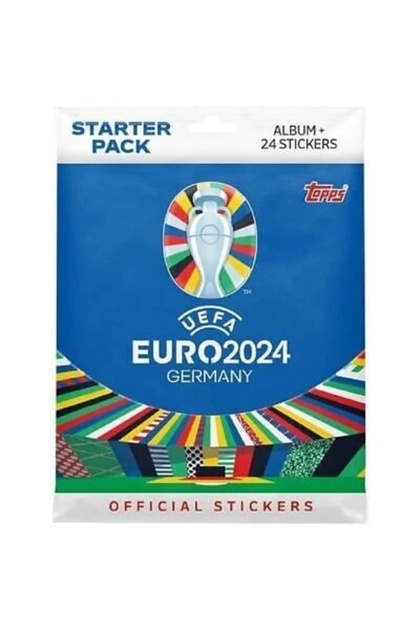 Euro 2024 Sticker Starter Pack, Football Themed, 24-Piece Official Sticker Set