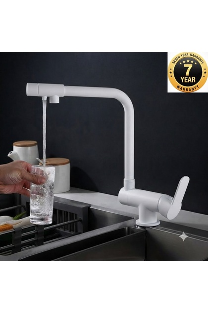 Kitchen Sink Faucet with Dual Flow Water Purification Outlet, New Design, Matte White, Foldable, 7 Years Warranty, Imported
