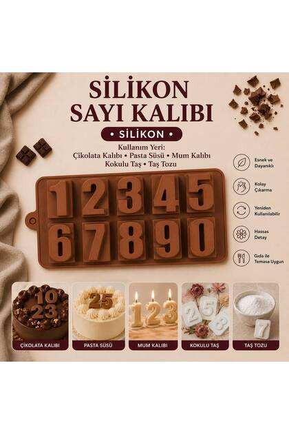 Silicone Chocolate Mold Numbers Figures Cake Decoration Candle Mold