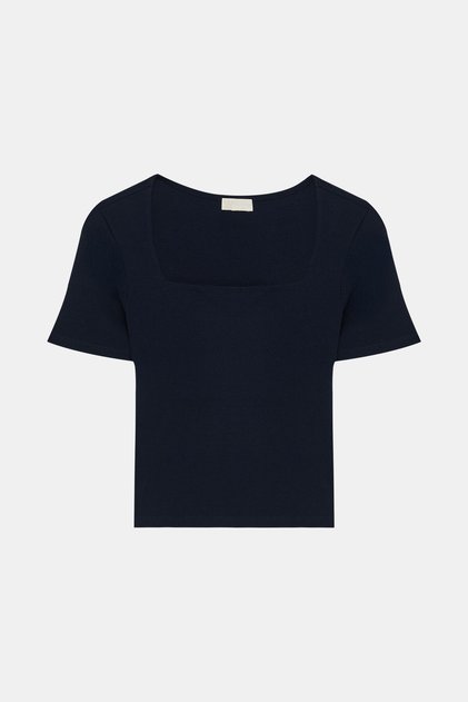 LACİVERT KARE YAKA TSHIRT
