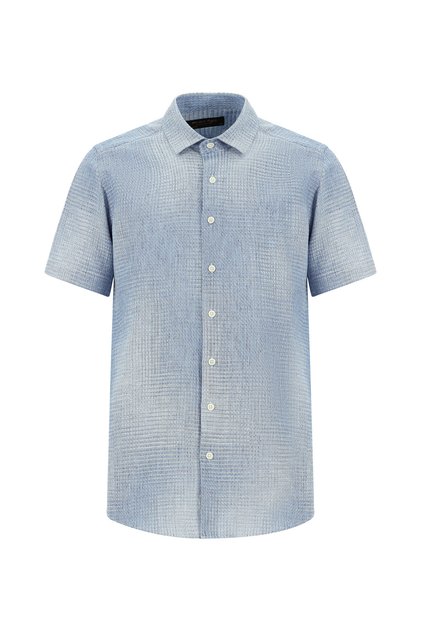 Short Sleeve Regular Fit Patterned Linen Shirt