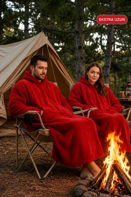 Welsoft Kapüşonlu Giyilebilir TV Battaniyesi Panço – Unisex Oversize - (1 Adet)