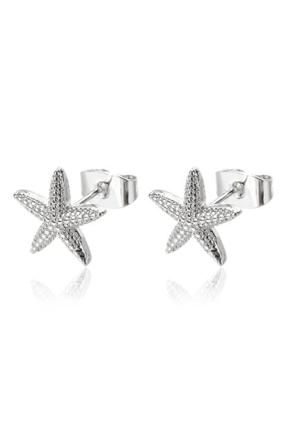 E2613S Vintage Summer Starfish Stainless Steel Stud Earrings For Women Simple Star Shell Earrings St