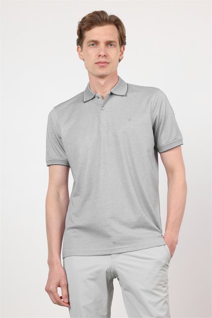Purple Polo Collar Short Sleeve Pocketless Comfort Fit Cotton T-Shirt 1011260153