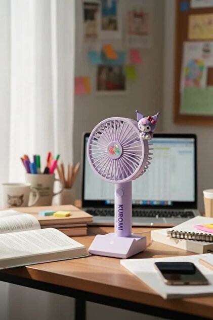 SANRIO Lisanslı Kuromi Mini El Vantilatörü – Taşınabilir Şarjlı