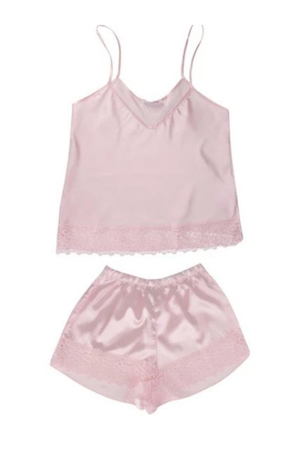Satin Salmon Color Shorts Pajama Set