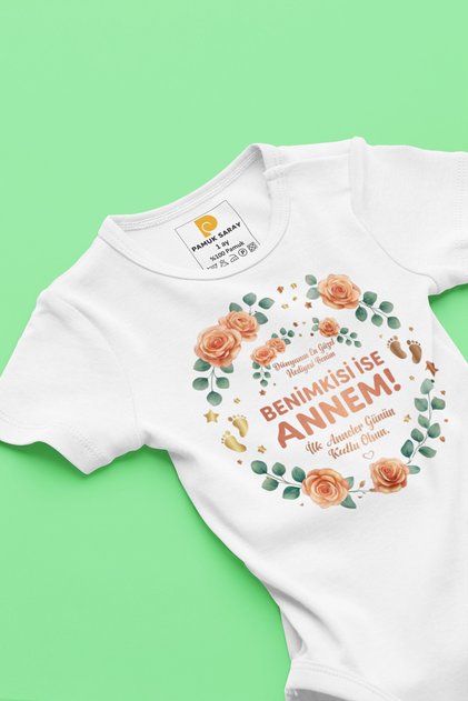 Pamuk Saray Unisex Baby Bodysuit - First Mother's Day Gift - Designed for My Mom - 100% Cotton