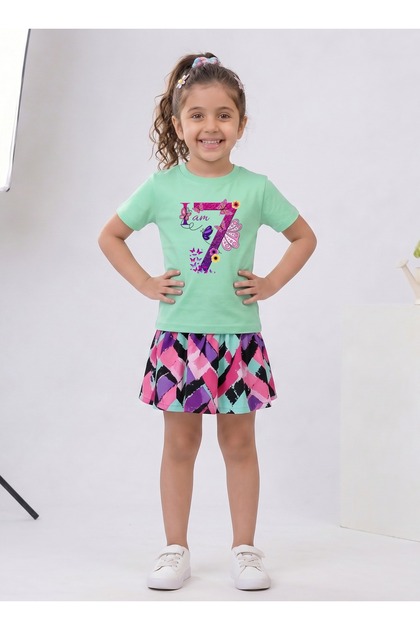Birthday Girl, 7th Year Butterfly Birthday Graphic Print T-Shirt
