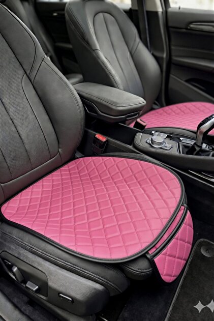 Araba Koltuk Minderi (DERİ) Ön Ve Arka Takım 3 Parça Aracınıza Stil Katın Pembe-Pembe